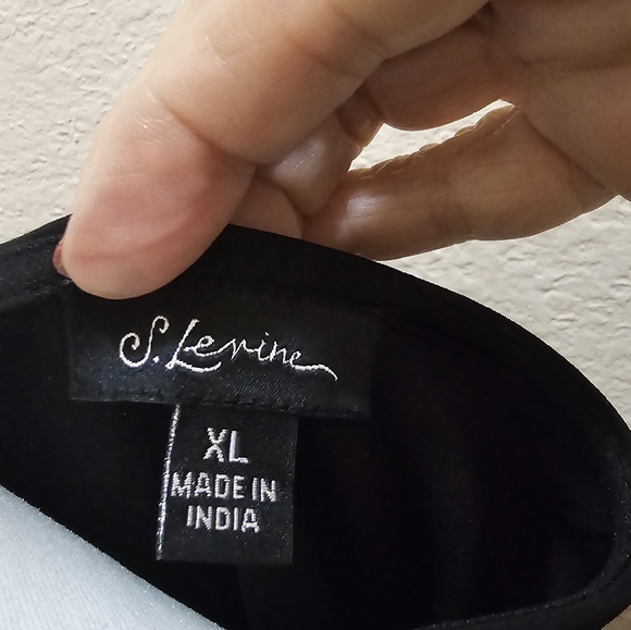 S. Levine Black Chiffon Overlay Evening Top with Sequin Trim, size XL - Picture 6 of 9